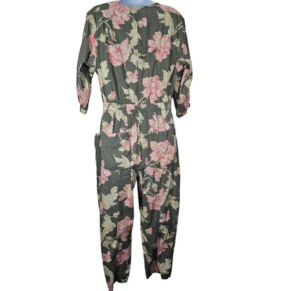 Lavie Rebecca Taylor Floral Short Sleeve Peonies Jumpsuit In Moss Combo XL - Picture 5 of 16
